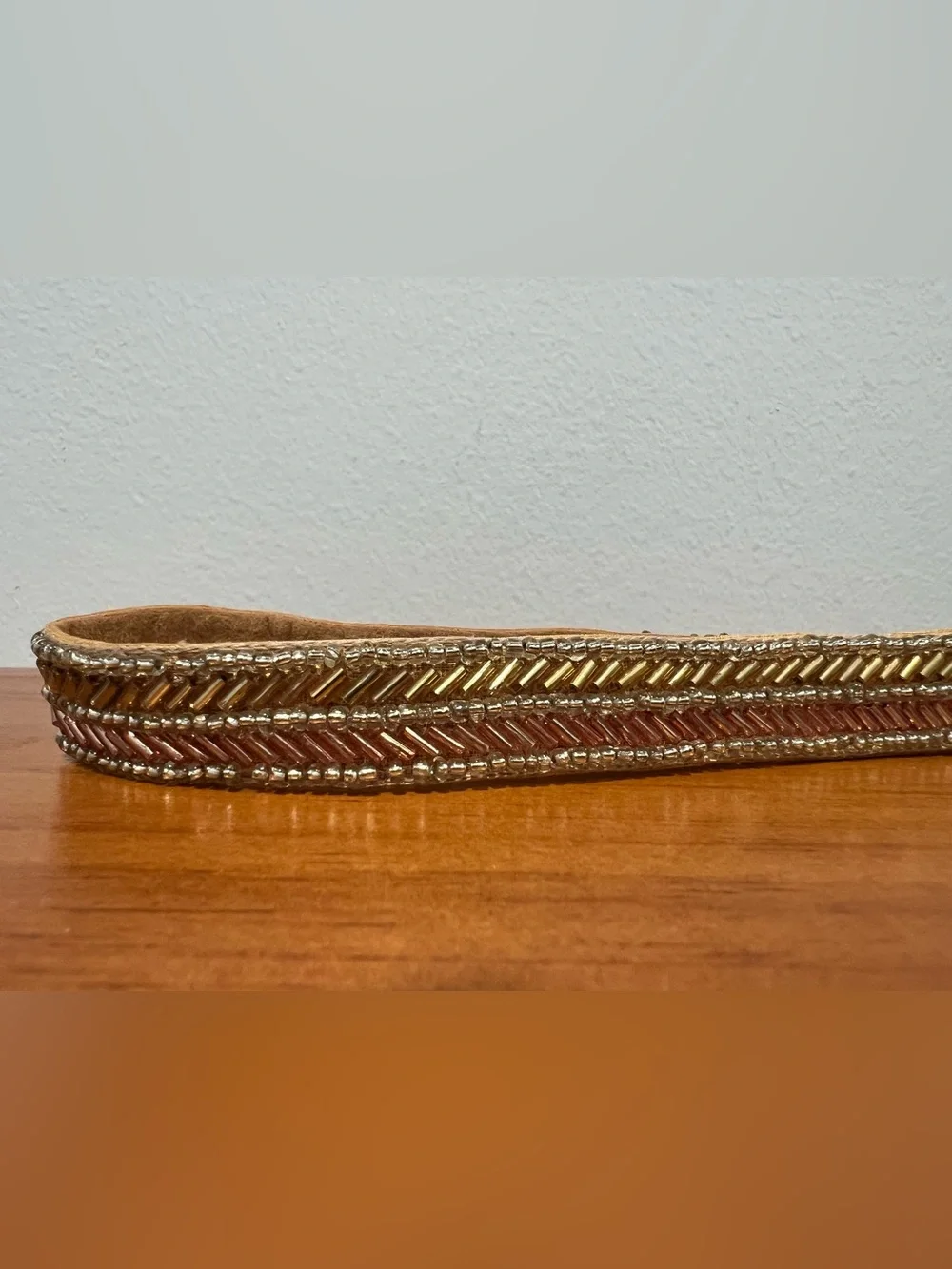 DEEPA GURNANI NWT Beaded Embellished Boho Luxe Stretch Leather Lined Headband